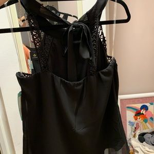 Fortune & Ivy Black Crochet Detail Blouse